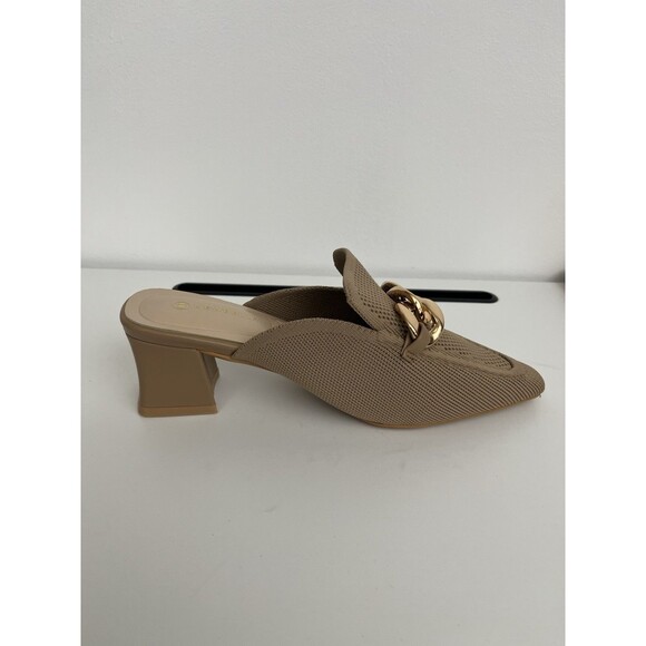 Newbella Women’s Knit Pointed Toe Chunky Heel Mules Comfortable Size 8 apricot - Picture 2 of 13